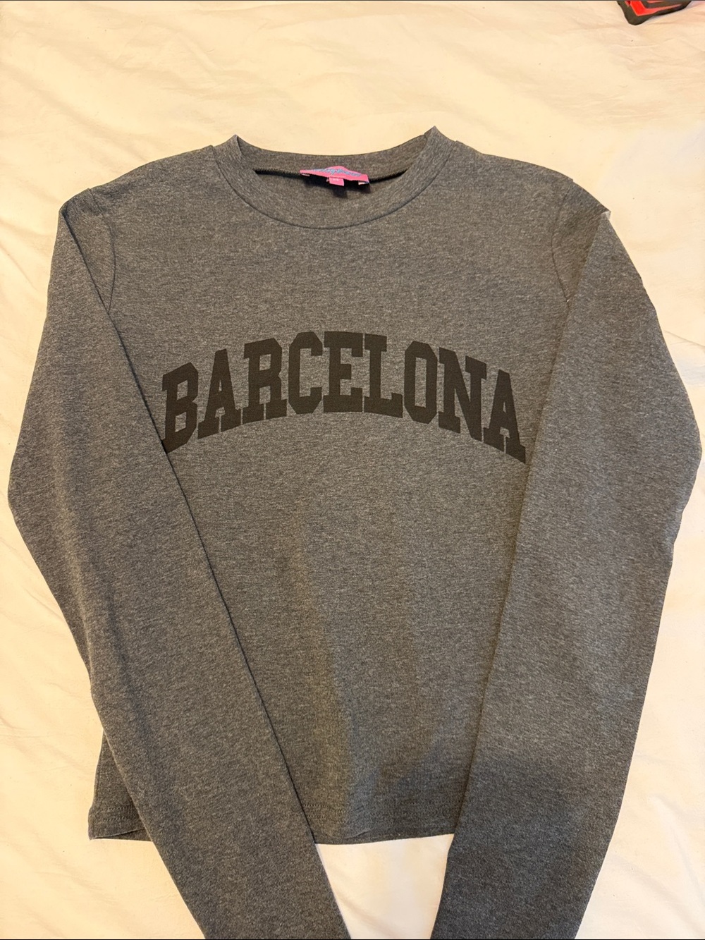 Edikted Barcelona Graphic Long Sleeve Shirt Charcoal Size XS
